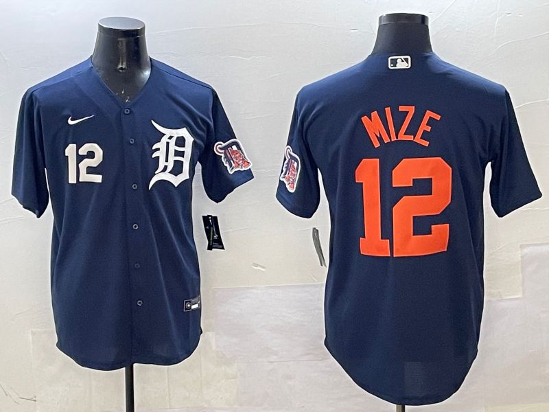Men Detroit Tigers #12 Mize Drak Blue Game 2025 Nike MLB Jersey style 3172